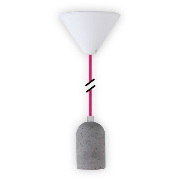 Beton-Lampenfassung LEDmaxx mit Textilleitung pink, E27