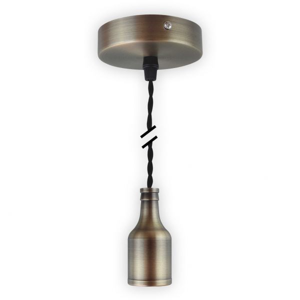 Metall-Lampenfassung LEDmaxx bronze-matt mit Textilleitung schwarz, E27, V1