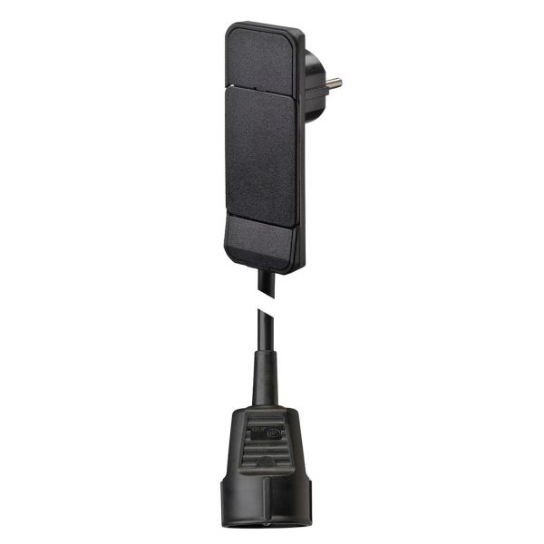 Flachstecker SmartPlug mit ca 1,5 m Zuleitung und Schutzkontakt-Kupplung, schwarz