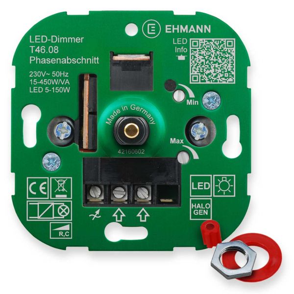 LED UP-Phasenabschnitt-Dimmer T46.08, für dimmbare LED-Lampen, Druck-Wechsel-Schalter 450W