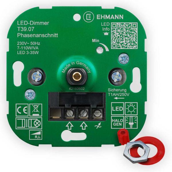 LED UP-Phasenanschnitt-Dimmer T39.07, für dimmbare LED-Lampen, Druck-Wechsel-Schalter 110W