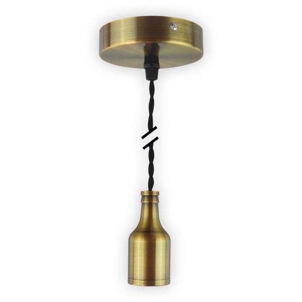 Metall-Lampenfassung LEDmaxx bronze-braun mit Textilleitung schwarz, E27, V1