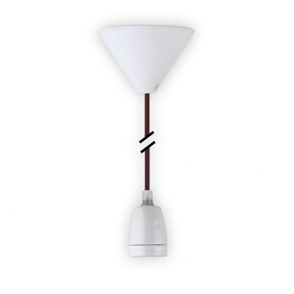 Keramik-Lampenfassung LEDmaxx mit Textilleitung braun, E27