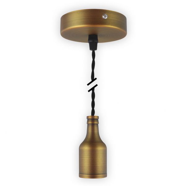 Metall-Lampenfassung LEDmaxx bronze-braun matt mit Textilleitung schwarz, E27, V1
