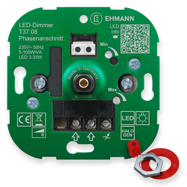 LED UP-Phasenanschnitt-Dimmer T37.08, für dimmbare LED-Lampen, Druck-Wechsel-Schalter 100W