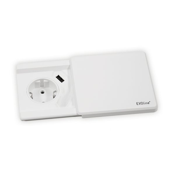 EVOline Square80, Steckdose+USB-Charger, weiß