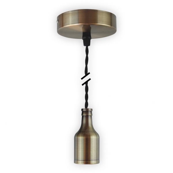 Metall-Lampenfassung LEDmaxx bronze mit Textilleitung schwarz, E27, V1