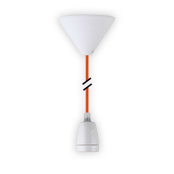 Keramik-Lampenfassung LEDmaxx mit Textilleitung orange, E27