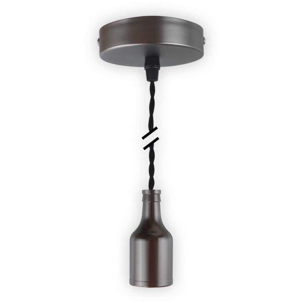 Metall-Lampenfassung LEDmaxx schwarz-matt mit Textilleitung schwarz, E27, V1